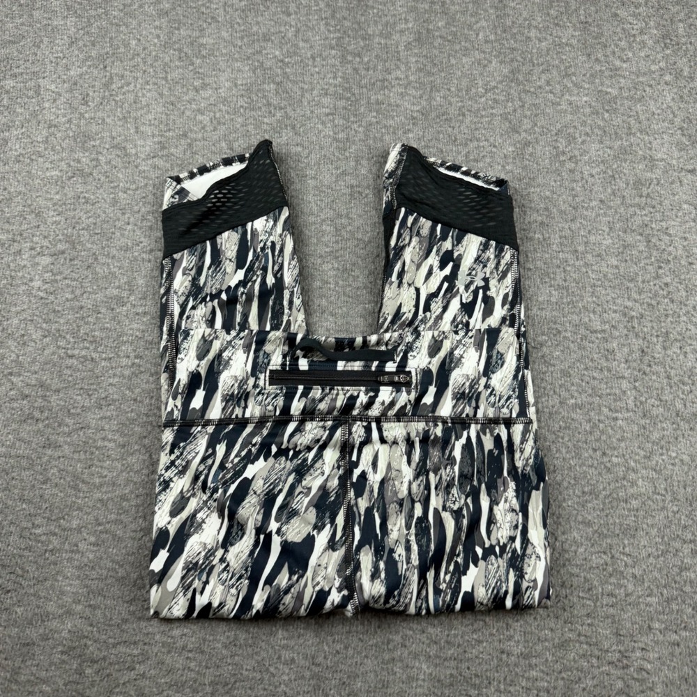 Under Armour HeatGear Women's S Cropped Leggings Gray‎ Camo Mesh Zipper Pocket